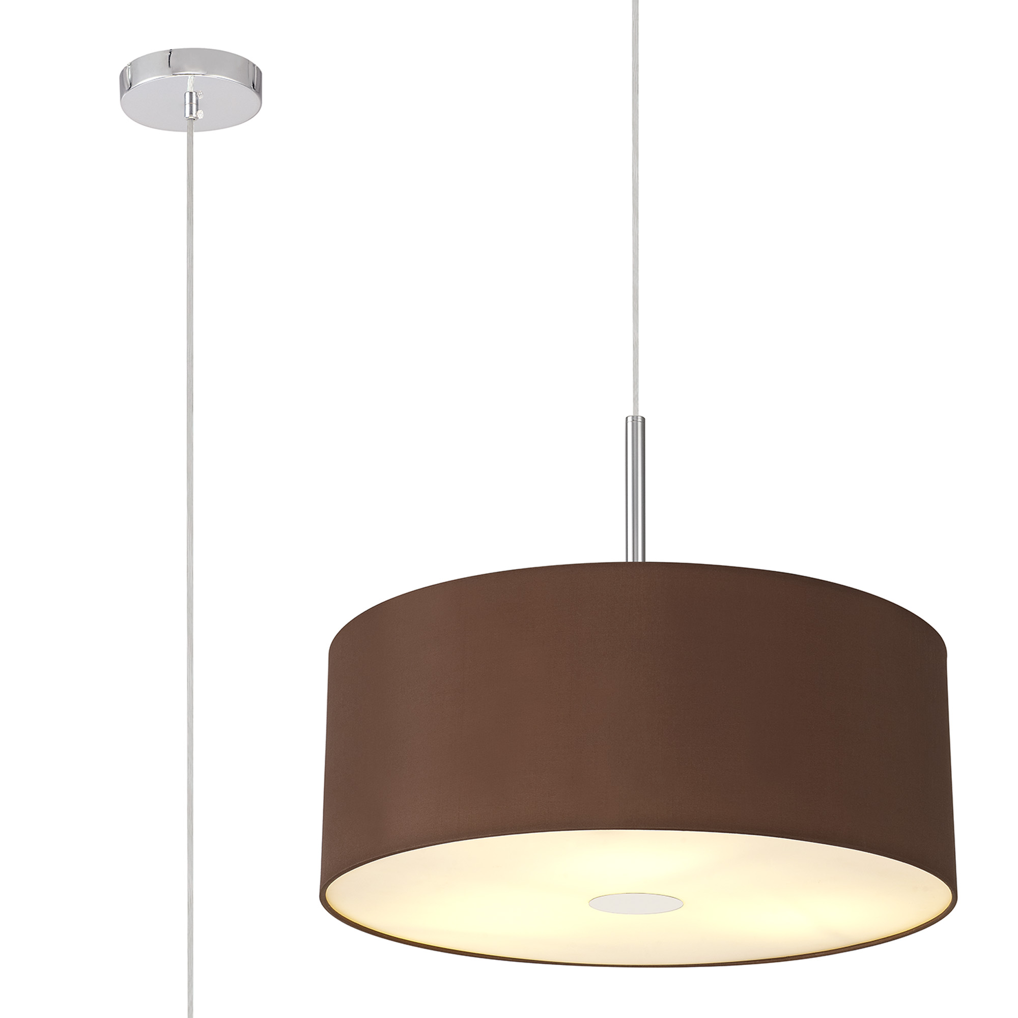 DK0346  Baymont 50cm 3 Light Pendant Polished Chrome, Raw Cocoa/Grecian Bronze, Frosted Diffuser